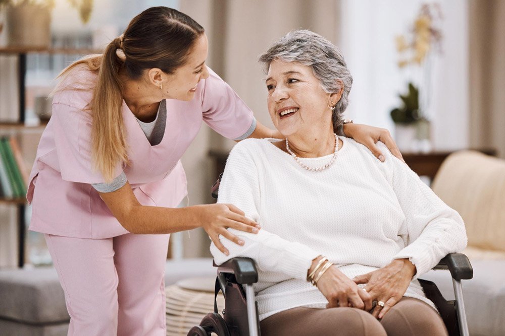 Caregiver assisting with daily activities